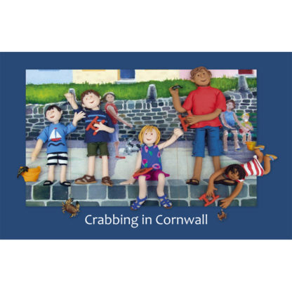 Crabbing in Cornwall tea towel