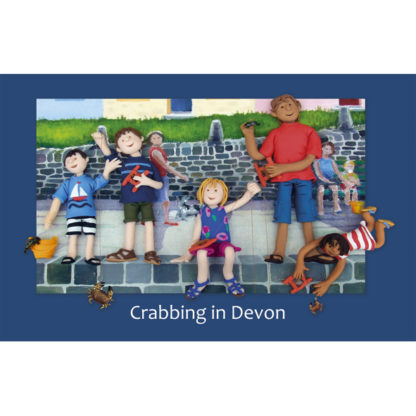 Crabbing in Devon tea towel