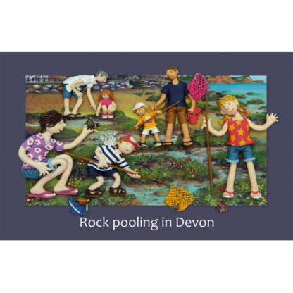 Rock pooling in Devon tea towel