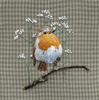 Robin with blossom