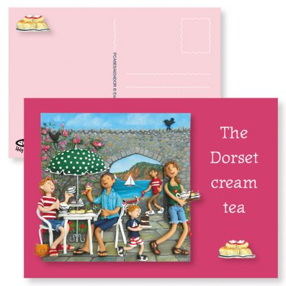 Dorset cream tea postcard