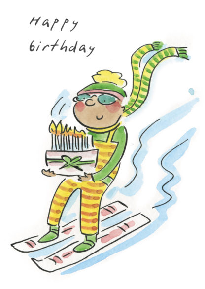 Birthday skier