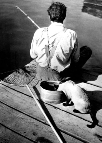 Man & cat fishing