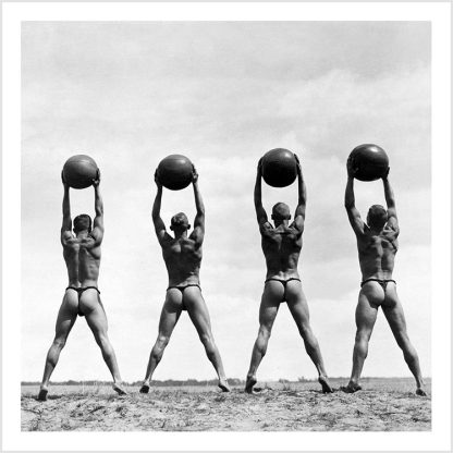 Line of men exercising  (square)