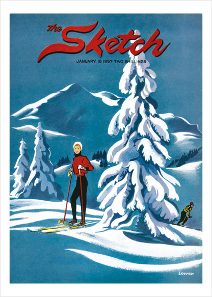 Sketch cover with woman skier