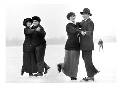 Couples ice skating