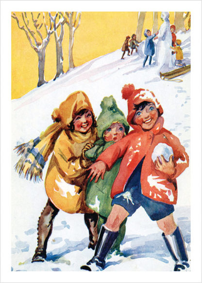 Three children with snowball