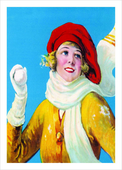 Woman wearing beret with snowball