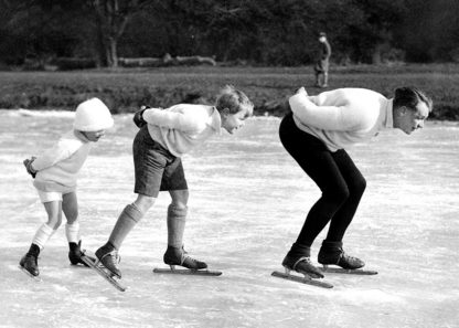 Mr Redburn skating with sons