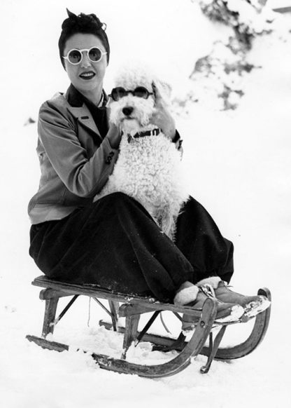 Woman with white poodle
