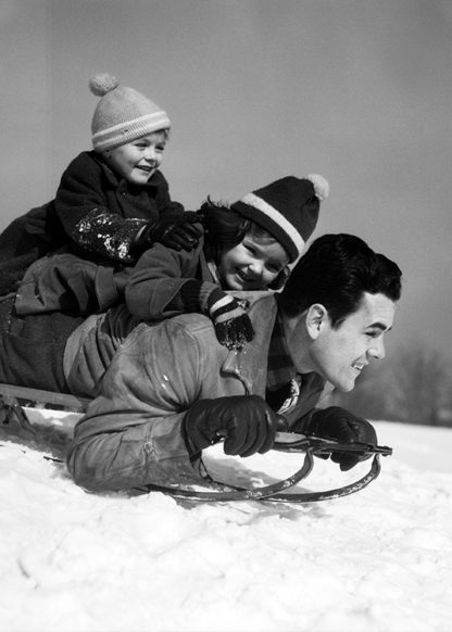 Dad &  children on sledge