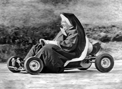 Nun on a go kart