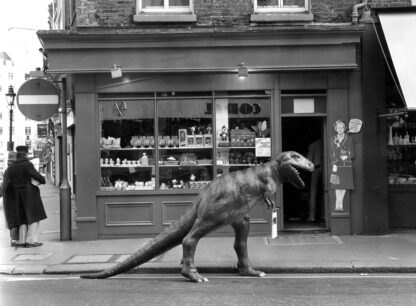 Dinosaur out shopping