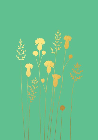 Thistles & Grass Blank Gold  Greeting Card