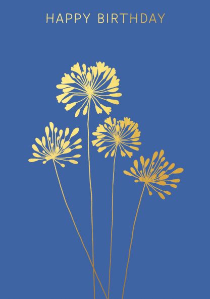 Agapanthus Birthday Gold Greeting Card