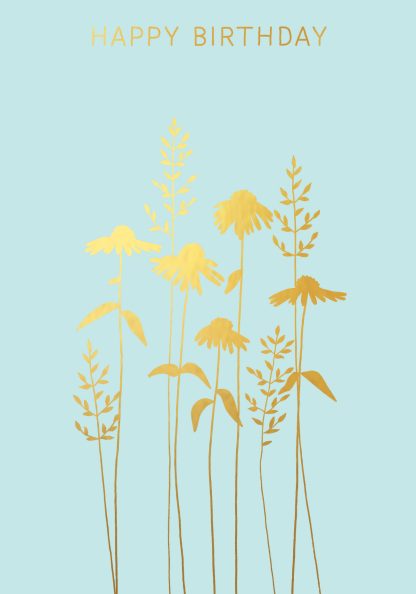 Echinacea Birthday Gold  Greeting Card