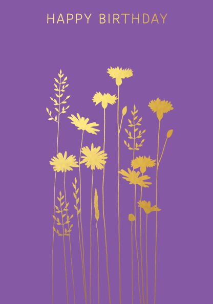 Cornflowers & Daisies Birthday Gold  Greeting Card