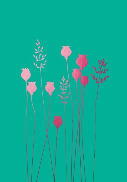 Poppyhead Blank Pink  Greeting Card