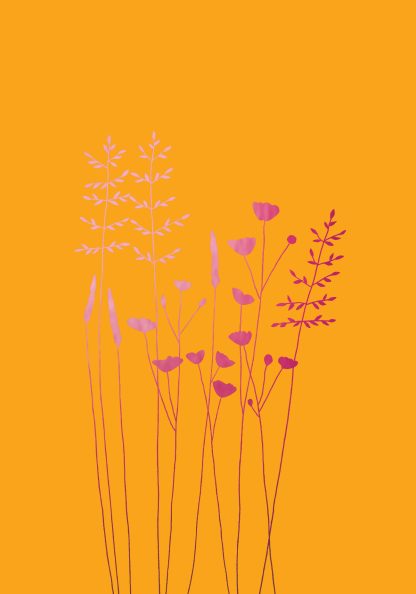 Buttercups & Daisies Blank Pink Greeting Card