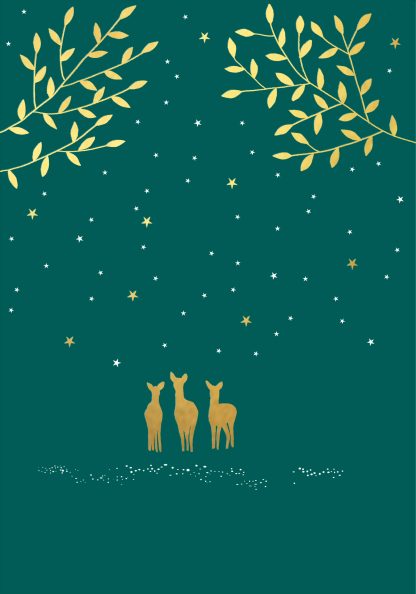 Three Deer Gold Foiled Christmas Card