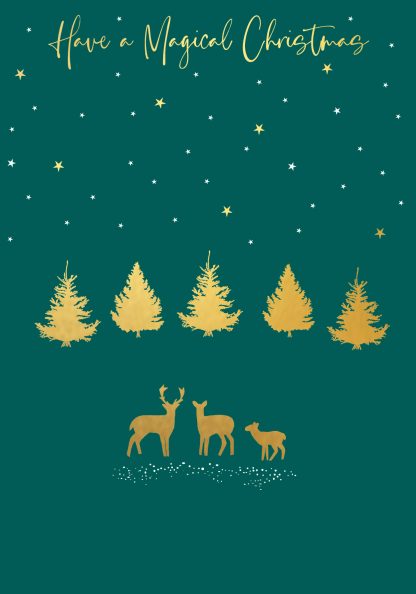 Deer Family Gold Foiled Christmas Card
