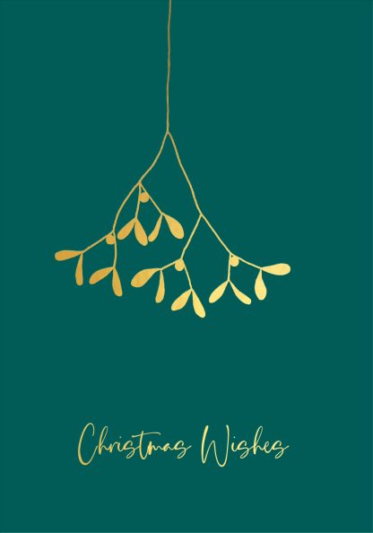 Mistletoe Gold Foiled Christmas Card