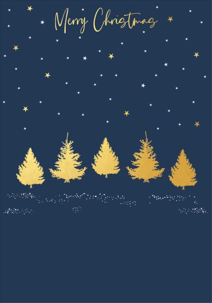 Christmas Trees Gold Foiled Christmas Card
