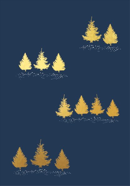 Christmas Tree Forest Gold Foiled Christmas Card