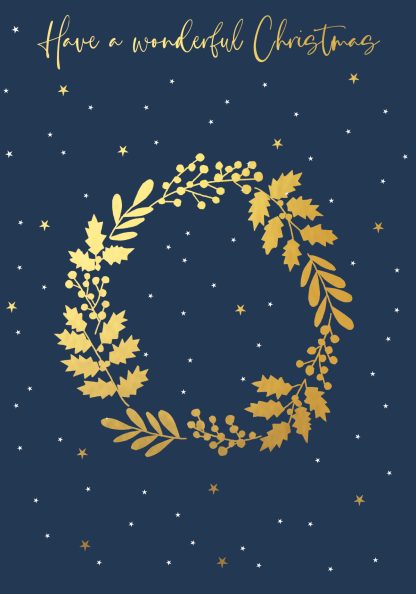 Christmas Wreath Gold Foiled Christmas Card