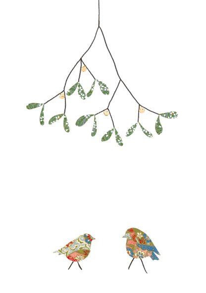 Two Robins and Mistletoe Greeting Card