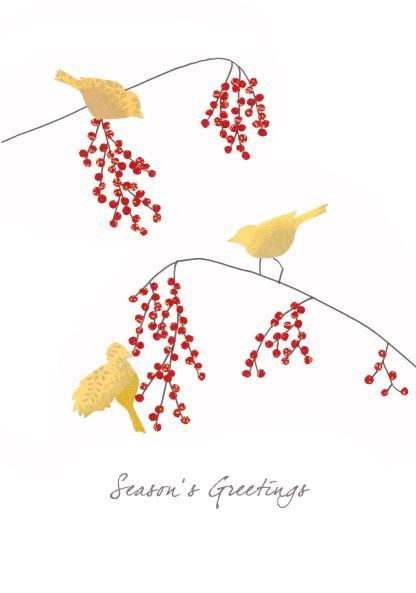 Bird & Winter Berries Greeting Card