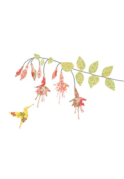 Fucshia & Hummingbird Greeting Card