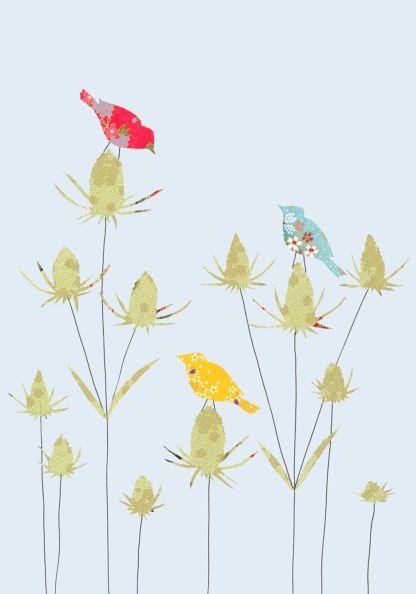 Birds & Teasels Greeting Card