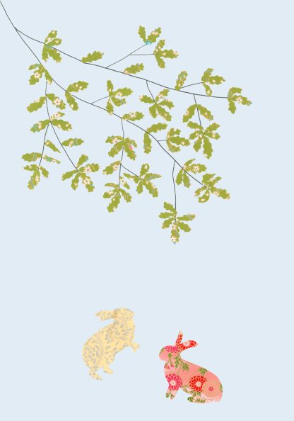 Hares & Oak Tree Greeting Card