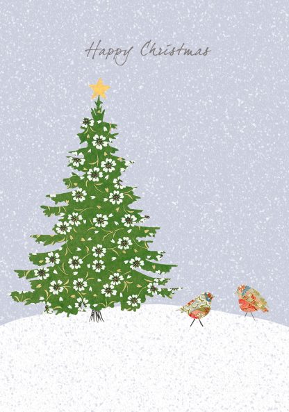 Robins & Christmas Tree Greeting Card