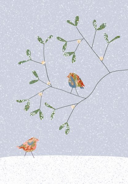 Robins & Mistletoe Greeting Card