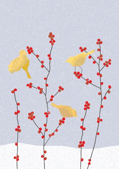 Three Birds & Berries Greeting Card