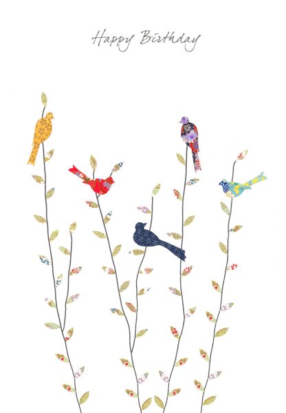 Spring Birds Birthday Card