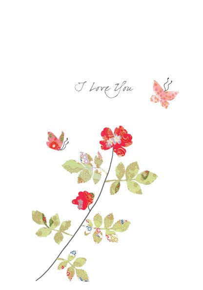 Rose & Butterflies Love Greeting Card