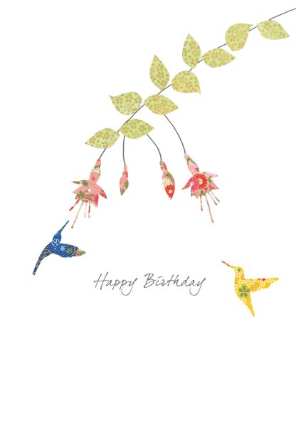 Two Hummingbirds Birthday Card