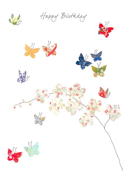 Butterflies & Orchids Birthday Card