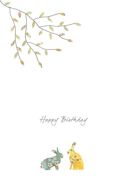 Two Hares Birthday Card