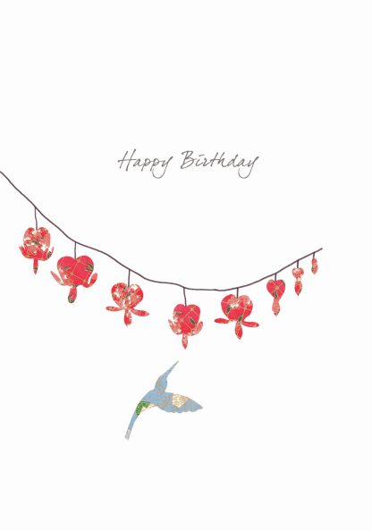 Bleeding Heart & Hummingbird Birthday Card