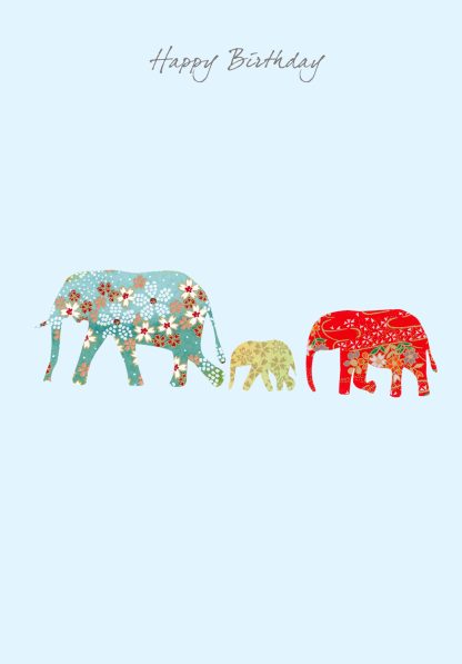 Elephant Family Birthday Card