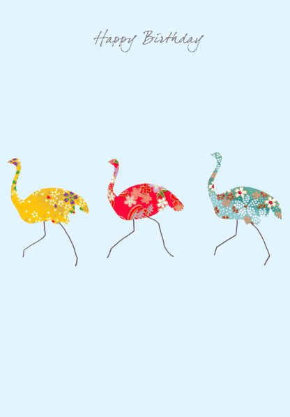 Three Ostriches Birthday Card