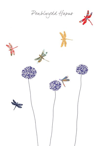 Dragonflies & Alliums Penblwydd Hapus (Happy Birthday)