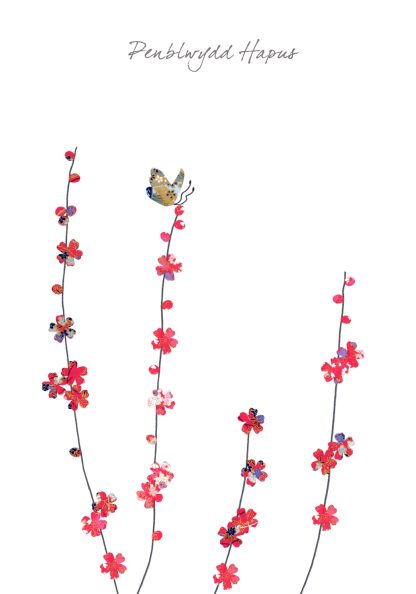 Blossom & One Butterfly Penblwydd Hapus (Happy Birthday)