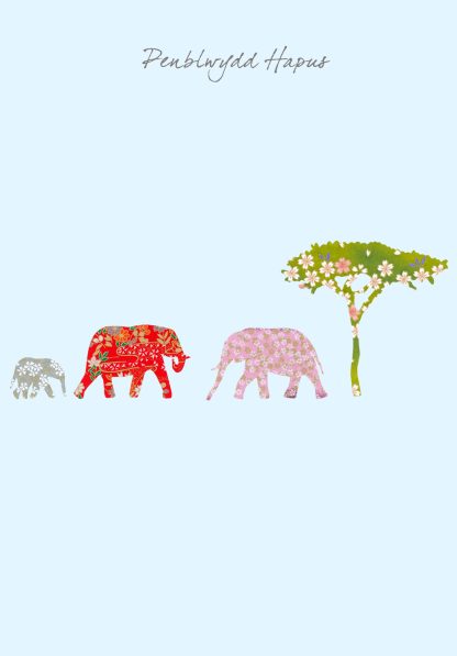 Elephants & Trees Penblwydd Hapus (Happy Birthday)