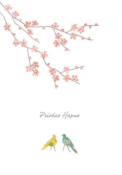 Two Birds Under Blossom Priodas Hapus