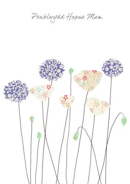 Poppies & Alliums Penblwydd Hapus Mam (Happy Birthday Mum)